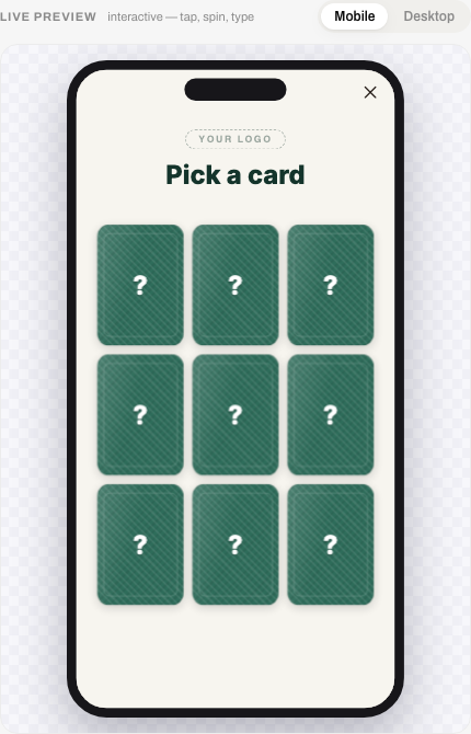 Pick a card preview